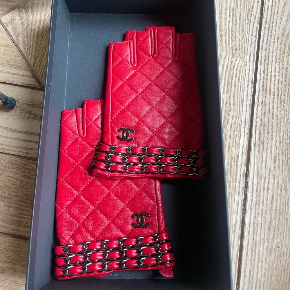 Chanel Red Gloves